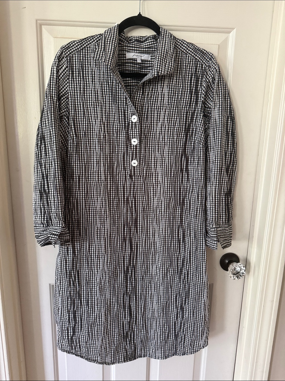 Foxcroft Black and White Seersucker Shirt Dress 12